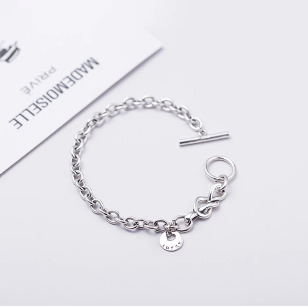 *NEW 925 Sterling Silver Link Toggle Bar Bracelet - Picture 2 of 9